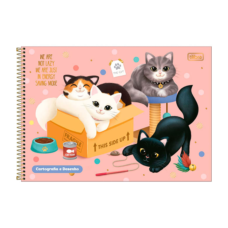 Caderno Cartografia Tilibra Capa Dura Purrfect Cats 80 Folhas un