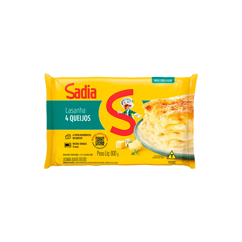 Lasanha Sadia 4 Queijos Congelada 1Kg