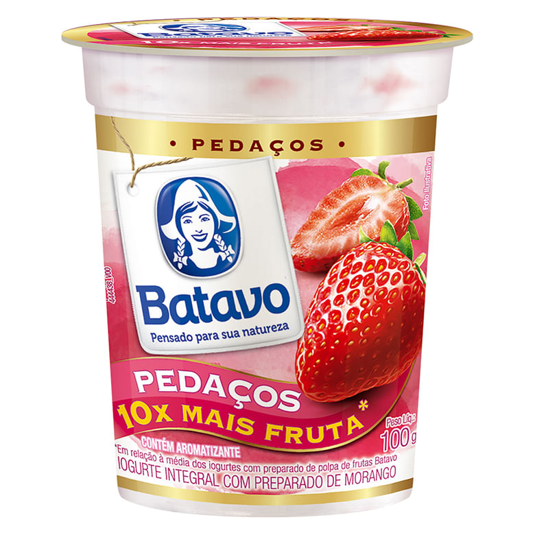 Iogurte Batavo com Pedaços Frutas Morango 100g - Covabra