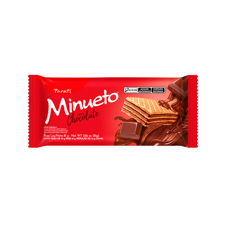 Biscoito Wafer Recheio Chocolate Minueto 81g