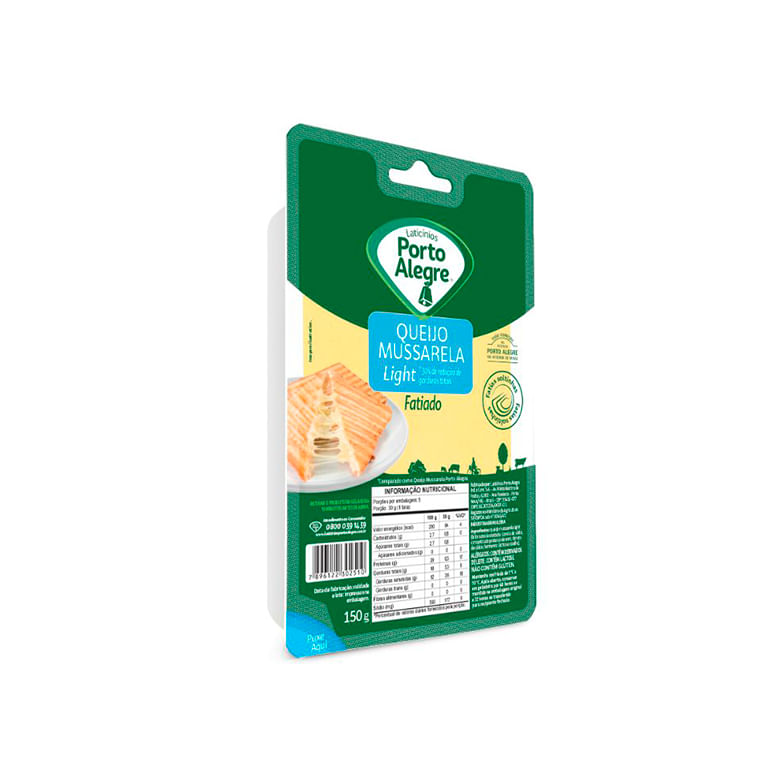 Queijo Mussarela Light Porto Alegre Fatiado Pacote com 150g