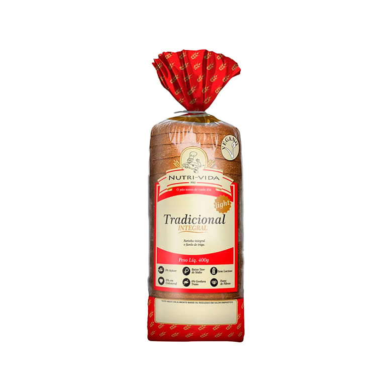 Pão Integral Tradicional Vegano Nutri-vida 400g