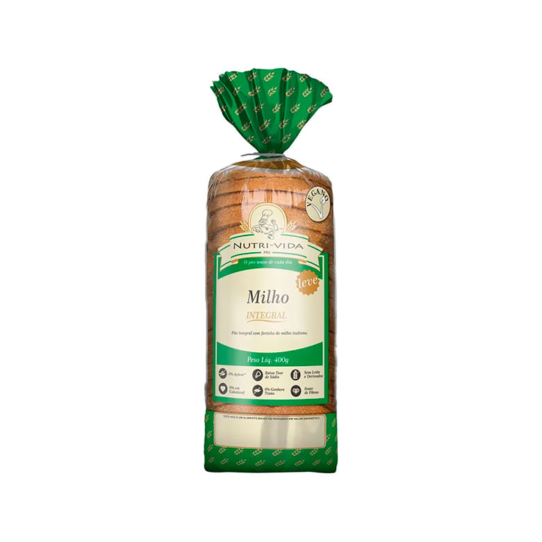 Pão Integral Leve Milho Vegano Nutri-vida 400g
