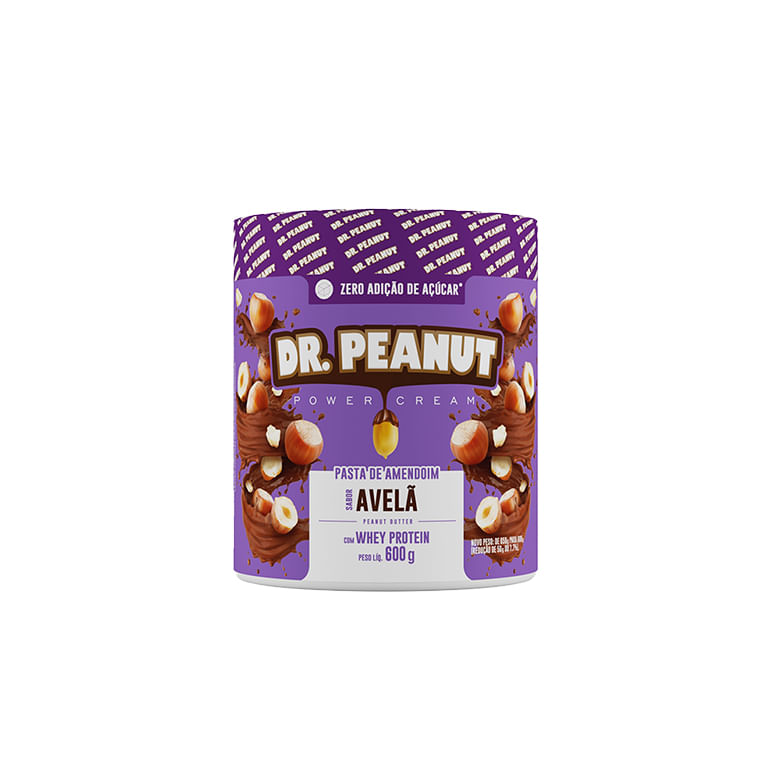 Pasta Amendoim Dr.Peanut Whey Protein Z. Açucar Avelã 600g - Covabra