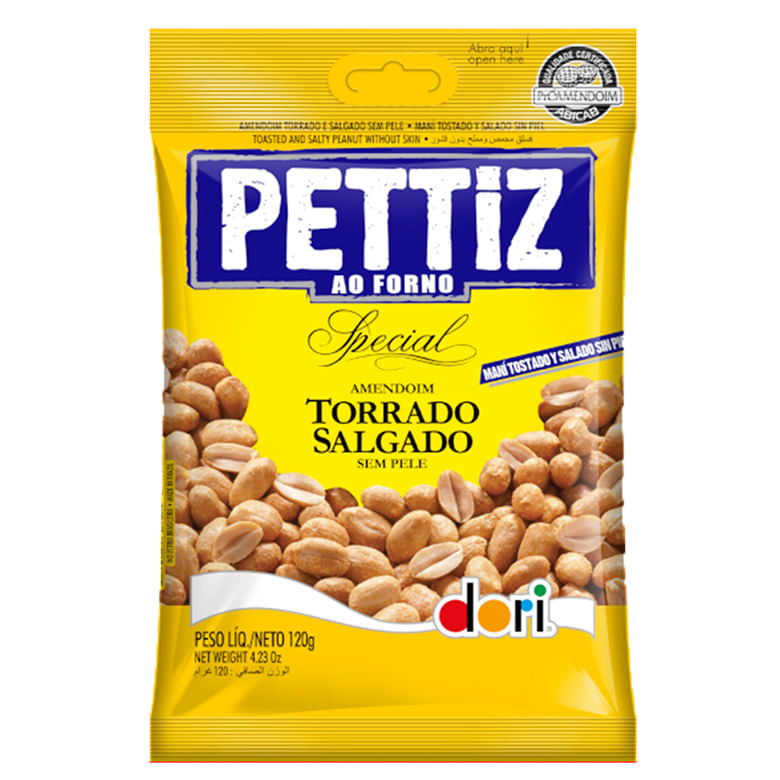 Amendoim Torrado Salgado Sem Pele Dori Pettiz Special 120g