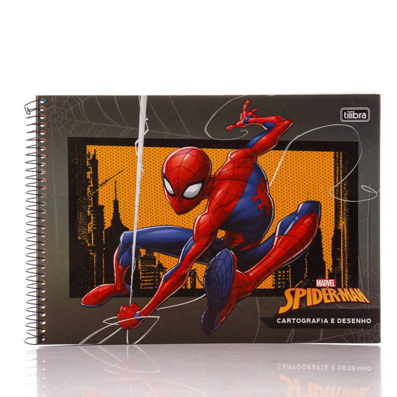 Caderno Tilibra Spider Man Capa Dura Cartografia e Desenho Sem Seda 96 Folhas