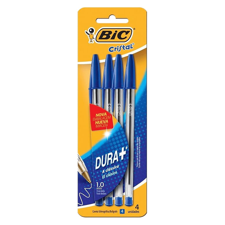 Caneta Bic Cristal Azul/Azul/Azul/Azul 4Unidades