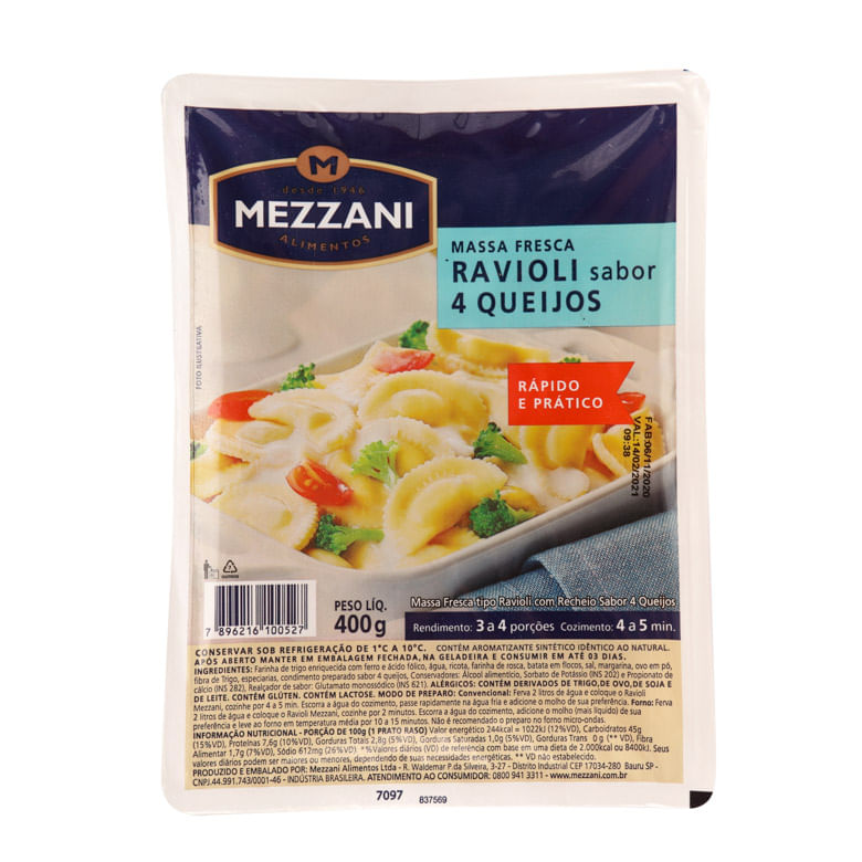 RAVIÓLI 4 QUEIJOS MEZZANI 400G