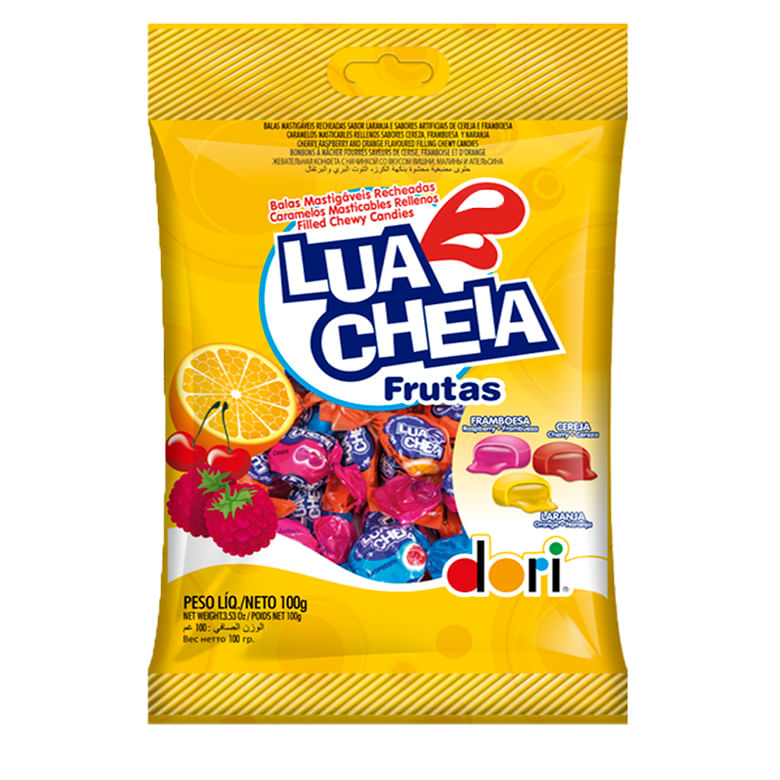 Bala Mastigável Recheada Lua Cheia Frutas 100g - Dori