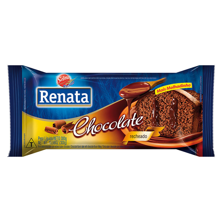 Bolo Renata Chocolate com Recheio de Chocolate 300g