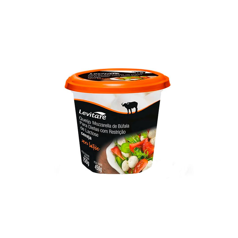Queijo Mussarela de Búfala LEVITARE Cereja Zero Lactose Pote 150g