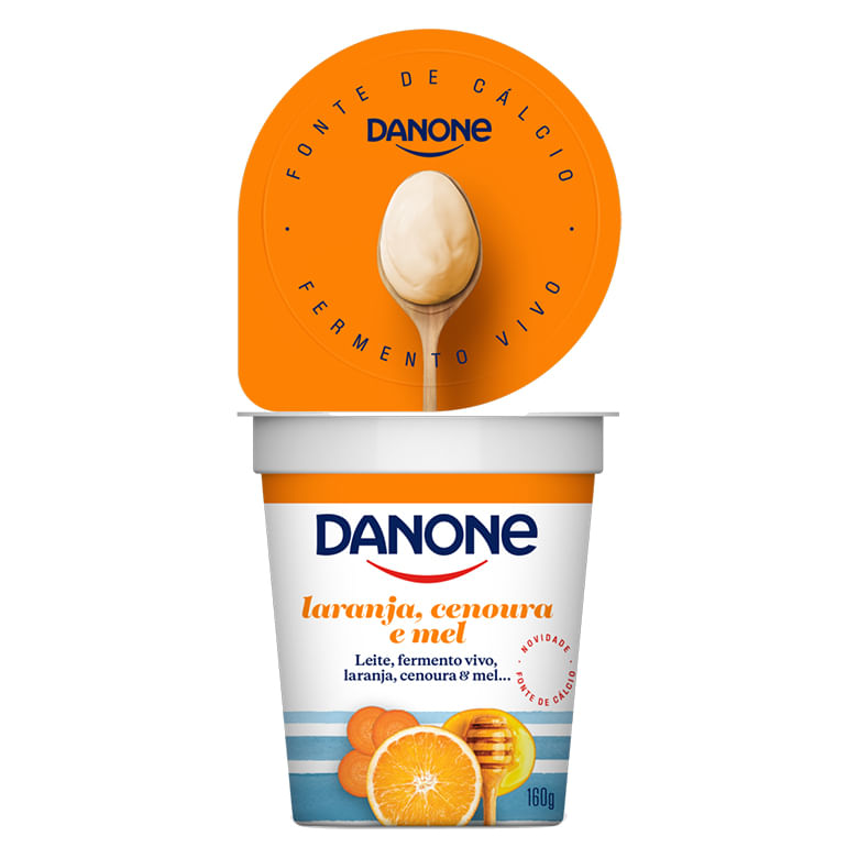 Iogurte Natural Danone Laranja, Cenoura e Mel Copo com 160g