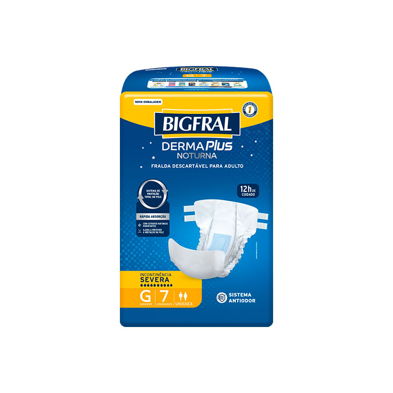 Fralda Geriátrica Bigfral Derma Plus Noturna G 7un - Covabra