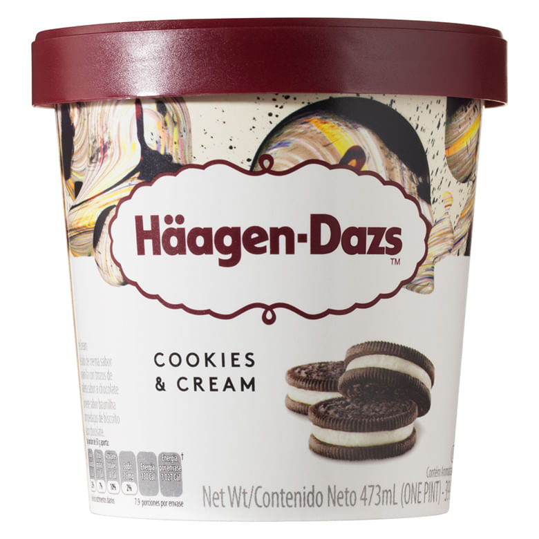 Sorvete Haagen Dazs Cookies & Cream Pote 473ml - Covabra