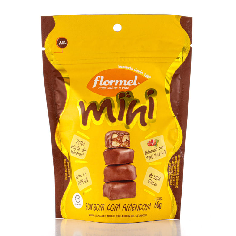 Bombom Flormel Mini Zero Adição Açúcar com Amendoim 70g - Covabra