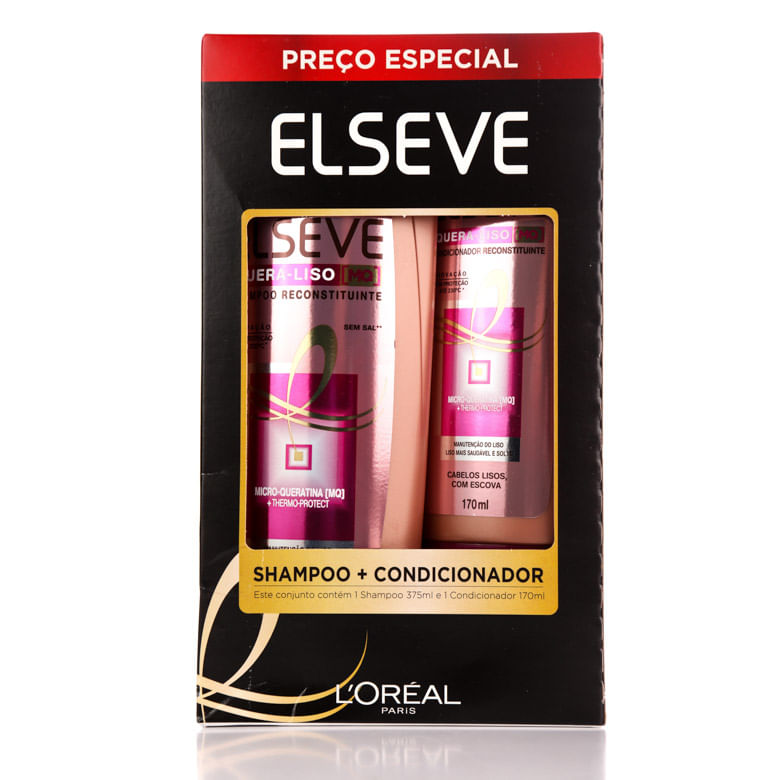 Shampoo Elseve Pack Promo Quera Liso 375ml - Covabra