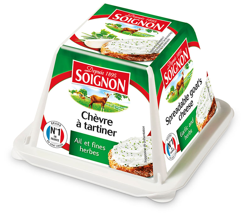 Queijo de Cabra Francês Soignon com Alho e Ervas 140g