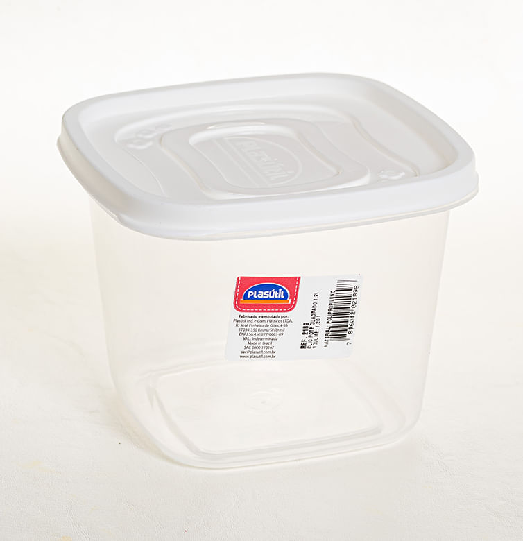 Pote Plástico Quadrado Clic 1,20L - 2189 - Plasutil