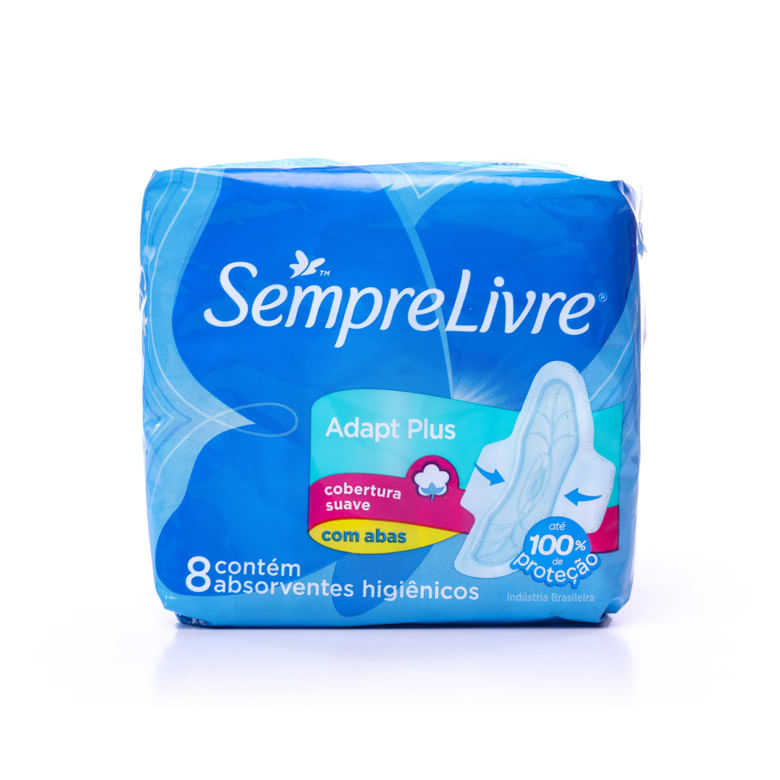 Absorvente com Abas Adapt Plus Suave 8 Unidades Sempre Livre