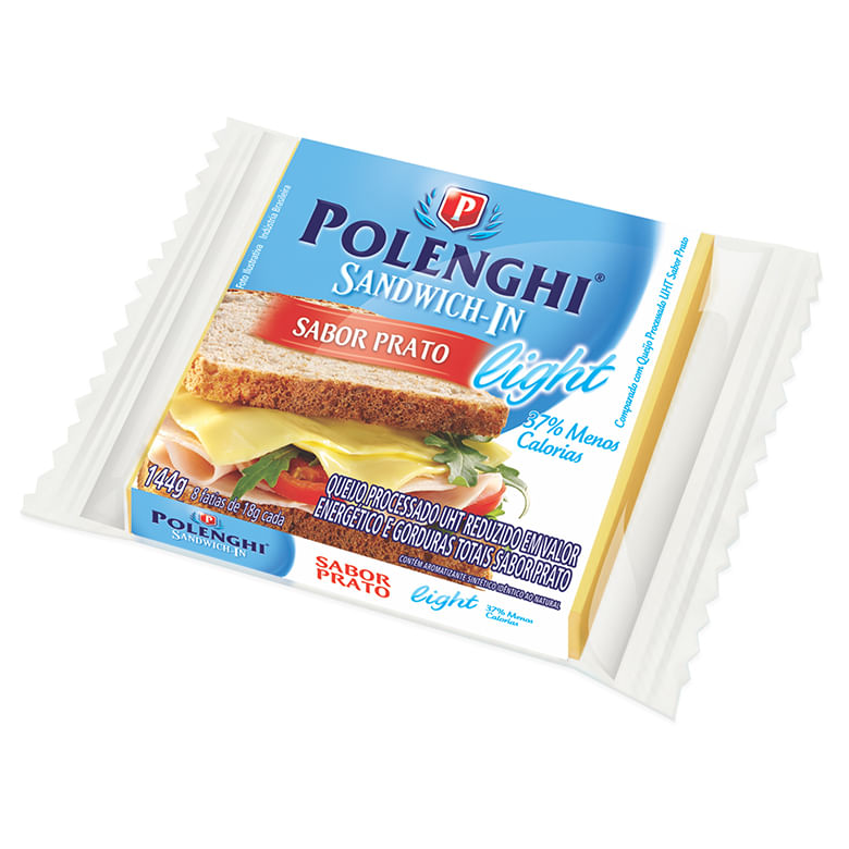 Queijo Processado Prato Light Polenghi Sandwich-In 144g