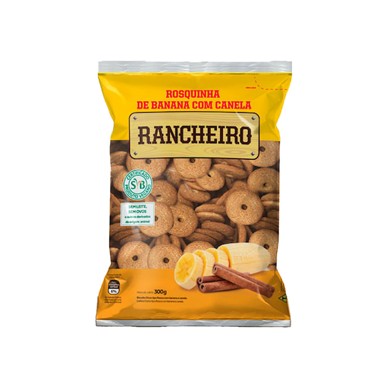 Biscoito Rancheiro Rosquinha Banana com Canela 300g - Covabra