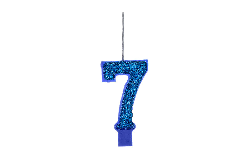 Vela de Aniversário Doces Festas Super Gliter Azul N 7