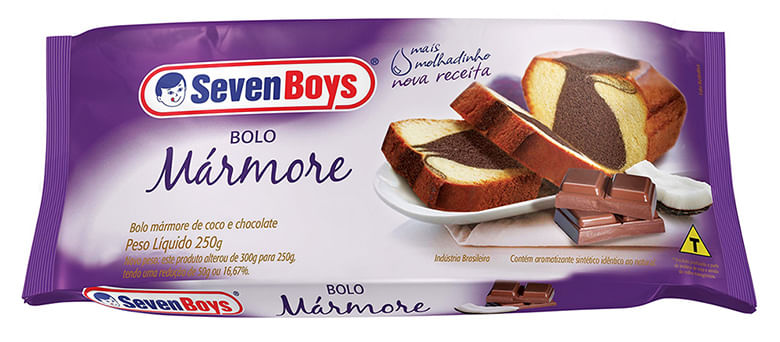 Bolo Seven Boys Mármore De Coco E Chocolate Em Pacote 250 g