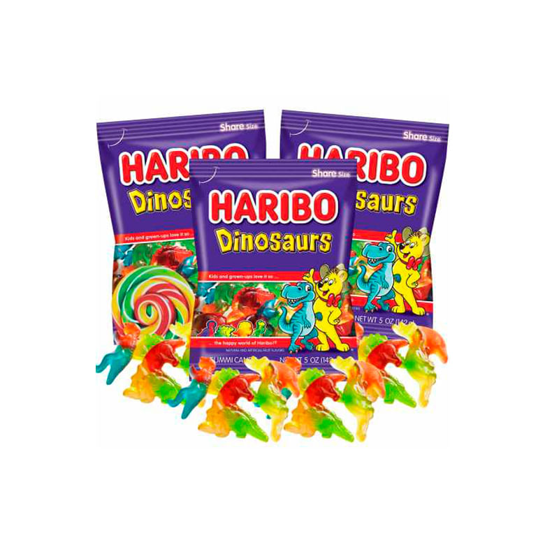Encontraproduto.com.br - Bala de Gelatina Sortidas Frutas Dinos Haribo Pacote 80g