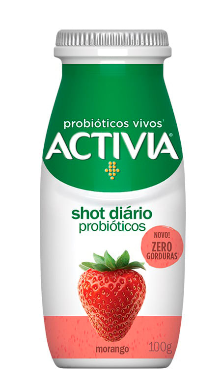 Leite Fermentado Zero Lactose Sabor Morango Activia Shot Diário 100g