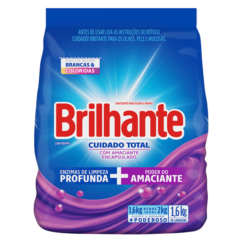 Lava Roupas Brilhante Sanitizante Cuidado Total Sachê 1,6kg - Covabra