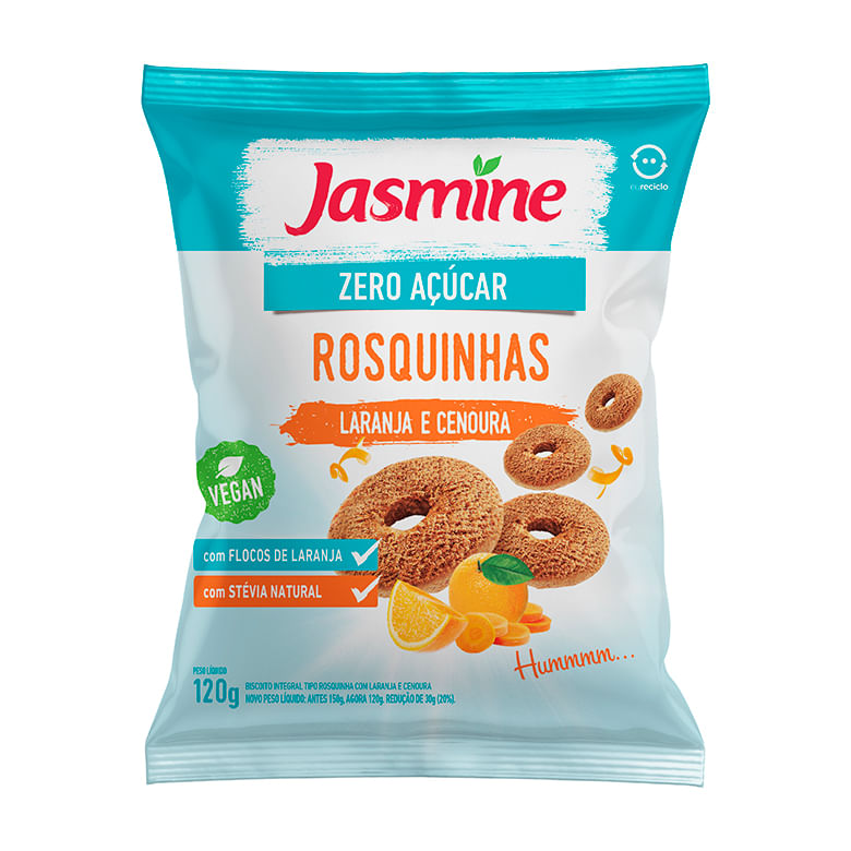 Rosquinha Jasmine Zero Açúcar Laranja, Cenoura e Mel 120g - Covabra