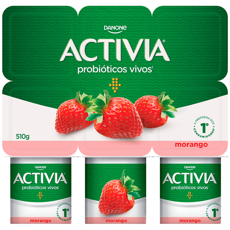 Leite Fermentado Activia Zero Lactose Morango 510g