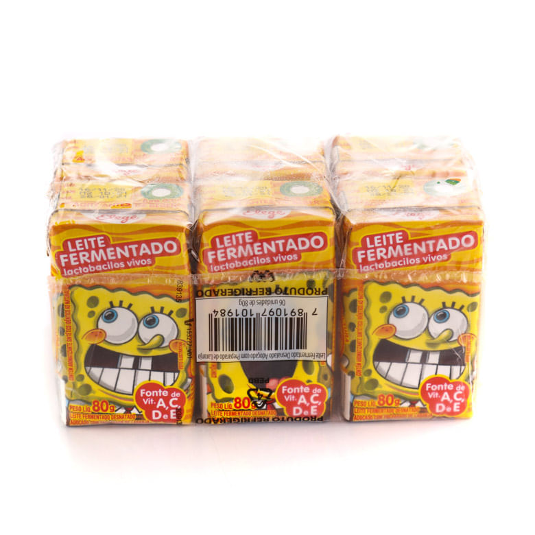 Leite Fermentado Bob Esponja Tradicional 480g com 6Unidades