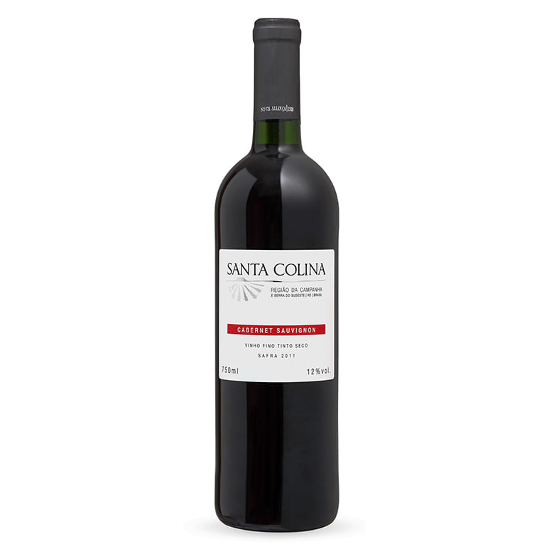 Vinho Brasileiro Tinto Seco Santa Colina Cabernet Sauvignon Campanha e Serra do Sudeste Garrafa 750ml