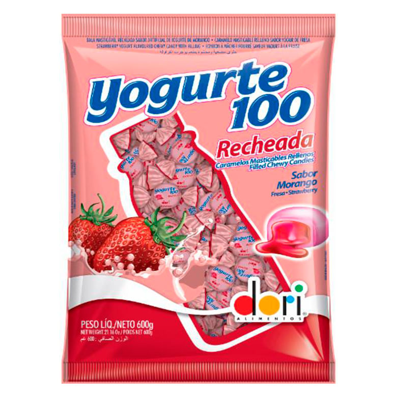 Bala Mastigável Yogurte 100 Recheada 100g - Dori
