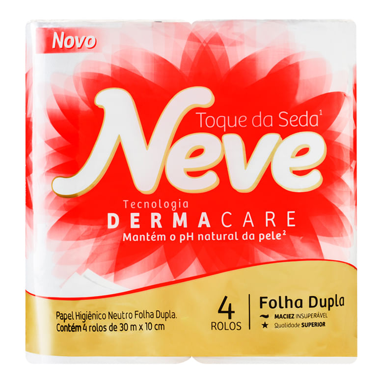Papel Higiênico Neve Folha Dupla 30 Metros Neutro c/ 4 Unid