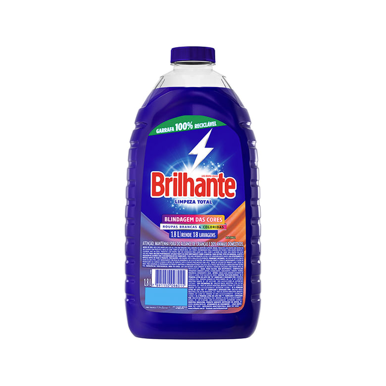 Lava Roupas Líquido Brilhante Limpeza Total Frasco com 1,8L