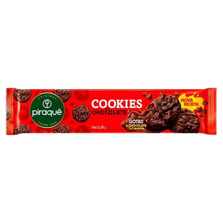 Cookies Piraquê Chocolate com Gotas de Chocolate 80g