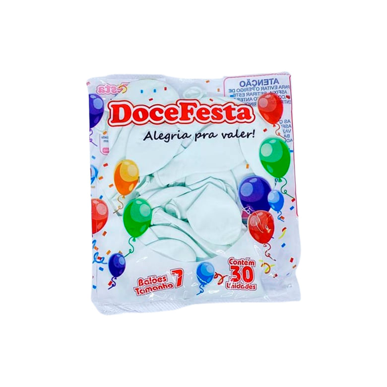 Balão Doce Festa N.7 Branco 30un