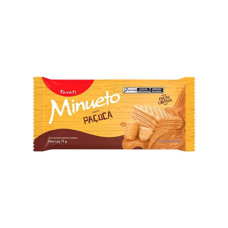 Biscoito Wafer Recheio Paçoca Minueto Pacote 73g