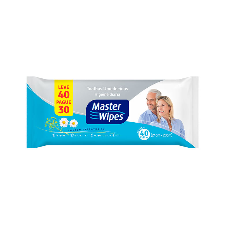 Toalhas Umedecidas Master Wipes - com 40 Unidades