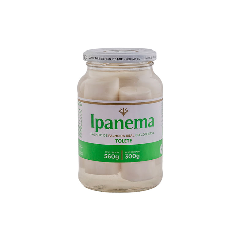 Palmito Ipanema Palmeira Real Tolete Vidro 300g