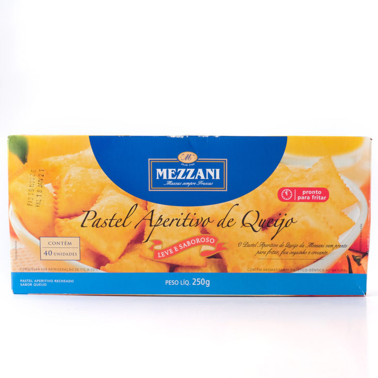Pastel Congelado Queijo Mezzani Caixa 250g 40 Unidades