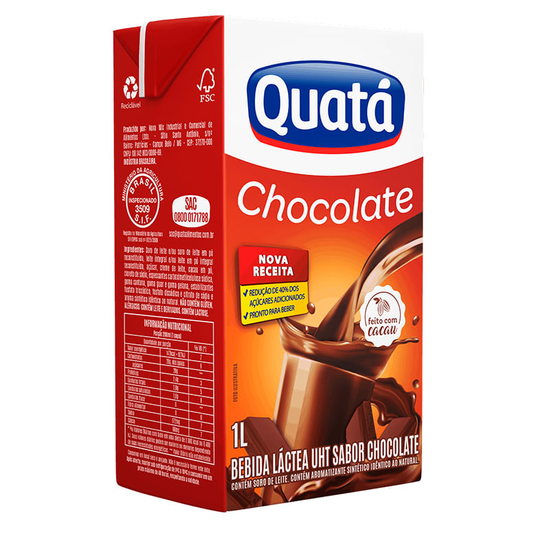Bebida Láctea Quatá Chocolate 1l - Covabra
