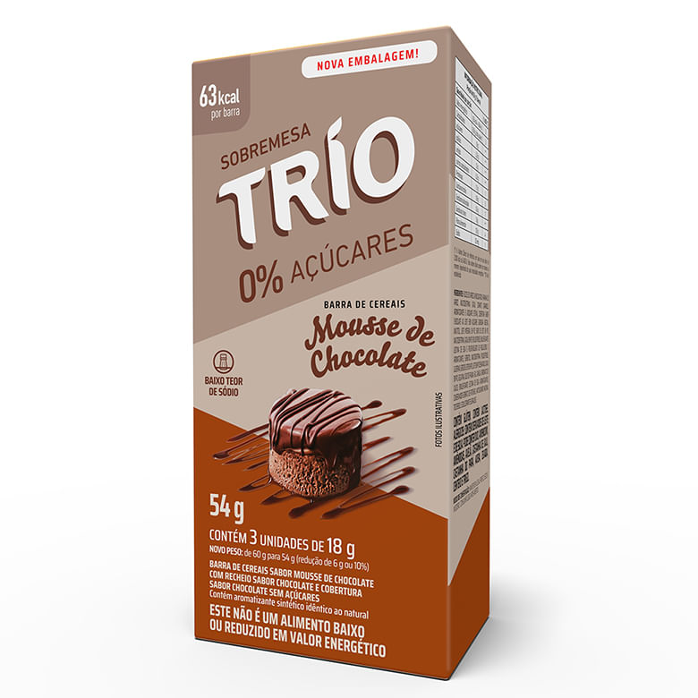 Cereal Barras Trio Mousse Chocolate 60g - Covabra