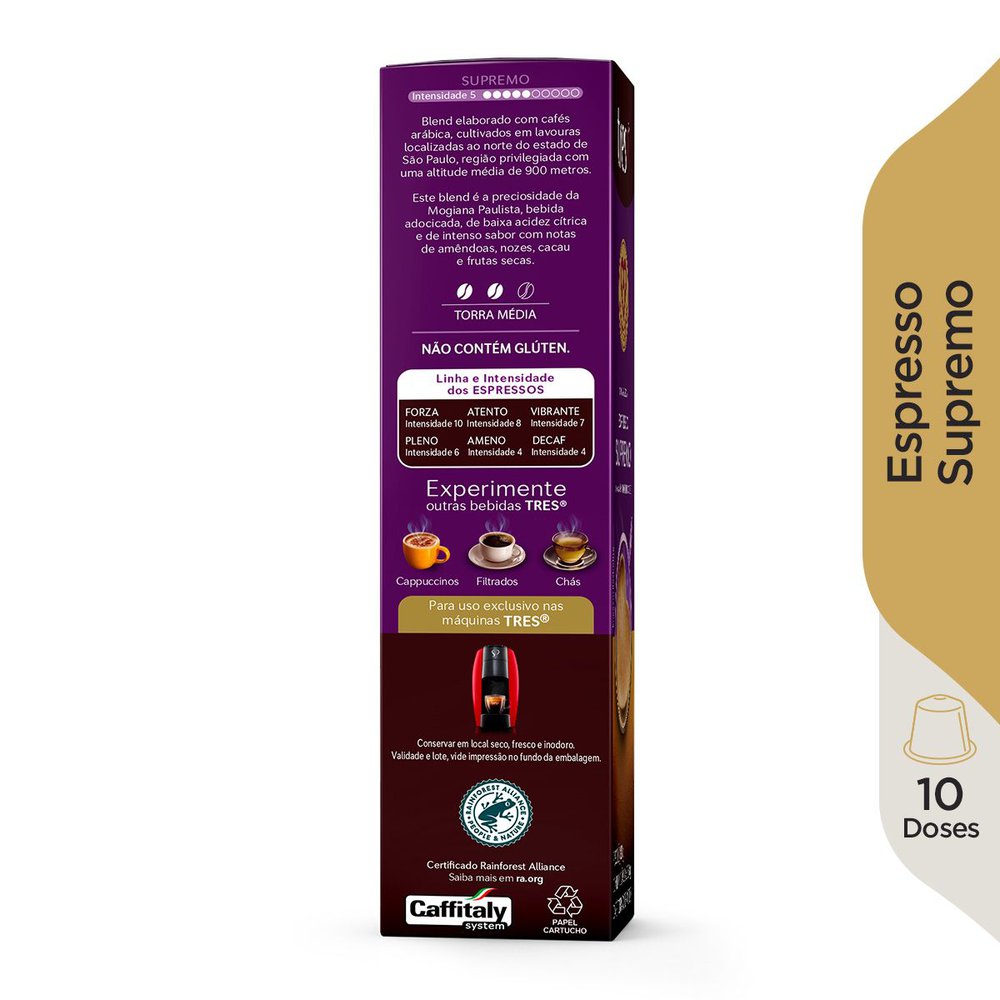 Café Três Espresso Supremo com 10 Cápsulas 80g - Covabra