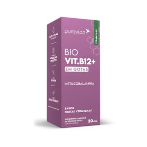 Vitaminas Puravida Bio Vit. B12+ Metilcobalamina Gotas Sabor Frutas Vermelhas 20ml