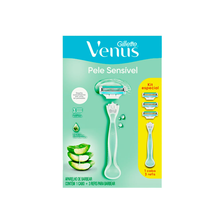 Aparelho de Depilar Gillette Vênus Pele Sensível com 3 Refis un