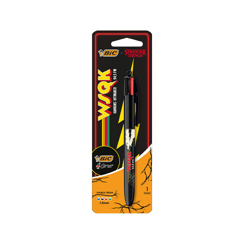 Caneta Bic Retrátil Stranger Fight Hellfire 4Cores 1un - Covabra