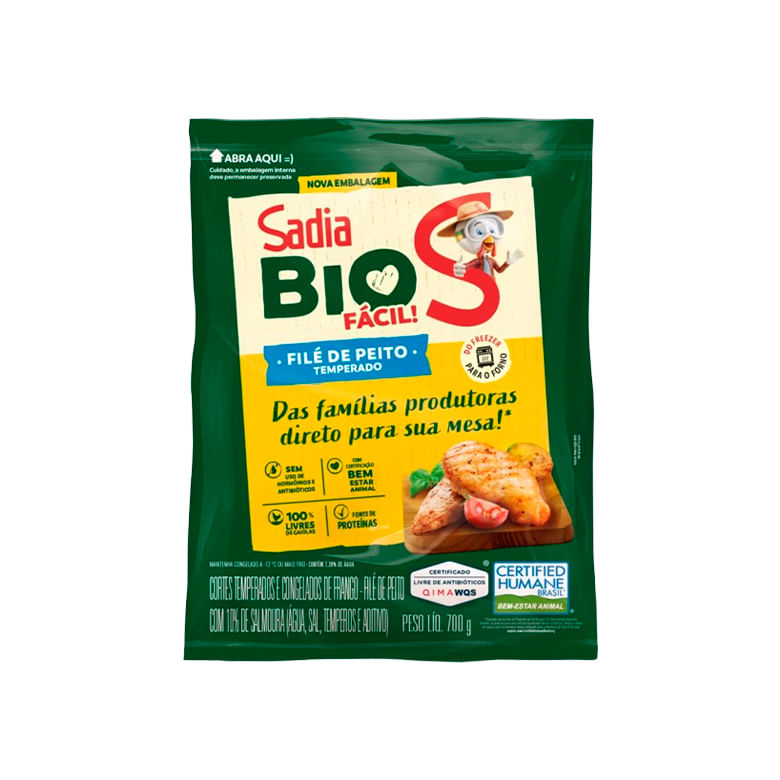 Filé de Peito Temperado Congelado Bio Sadia 800g